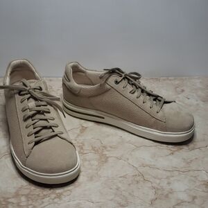 Birkenstock Women"s Beige Suede And Canvas Sneakers Size 5